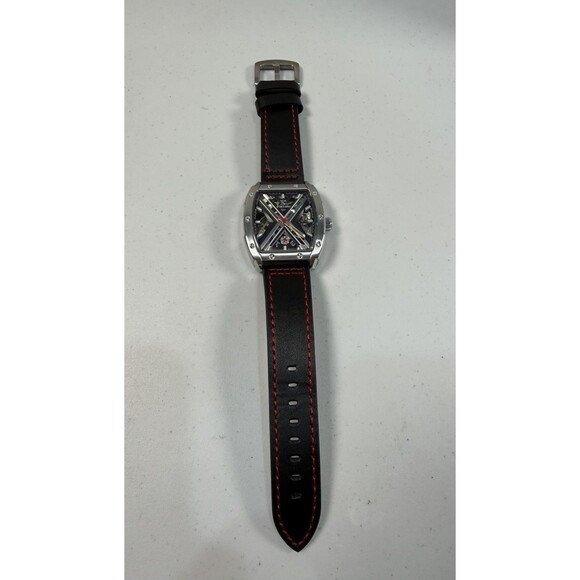 Aokulasic Men’s Automatic Skeleton Tonneau Watch Leather Strap 41mm main image 5